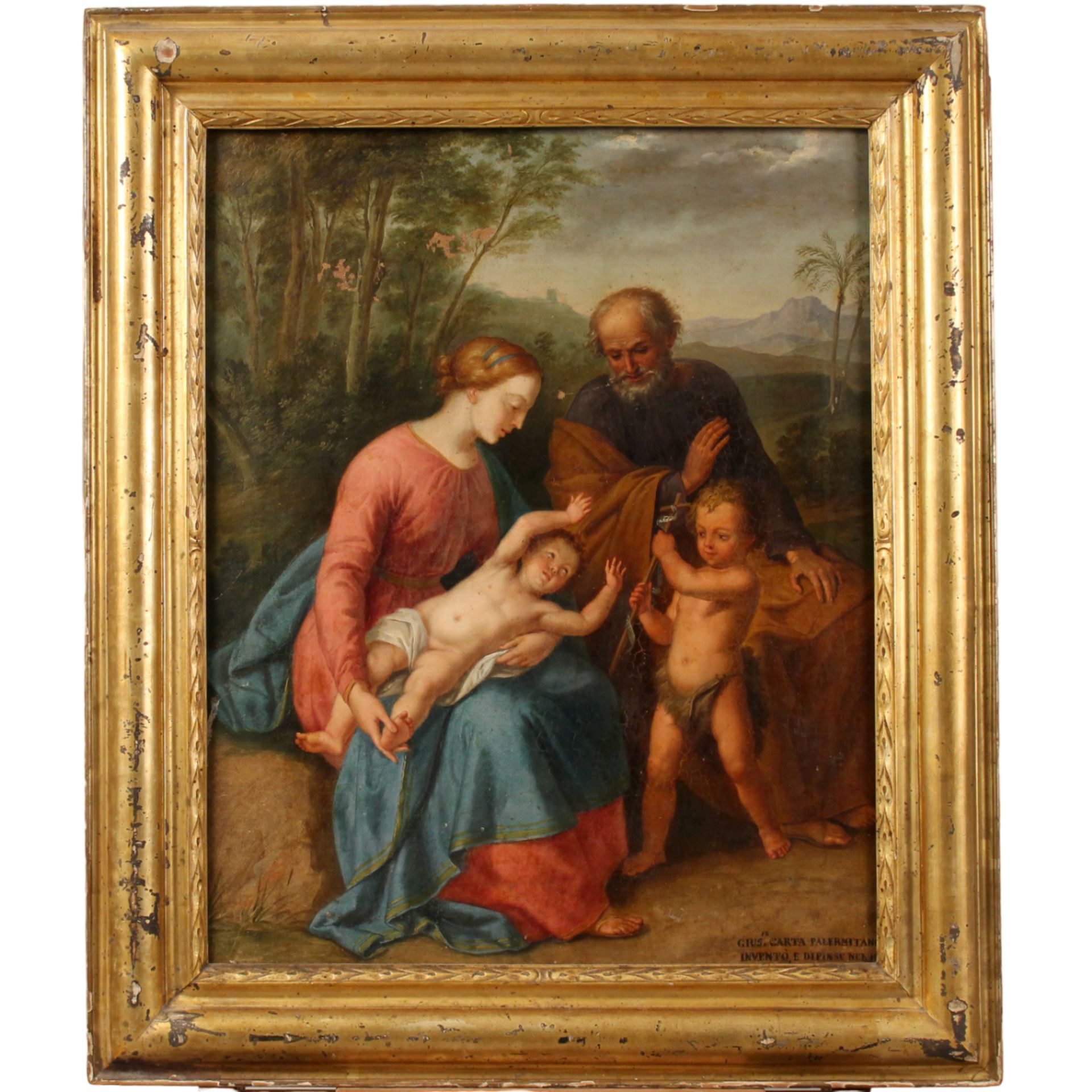 Giuseppe Carta (1809/1889) "La Sacra Famiglia con San Giovannino" - "The Holy Family with the infant