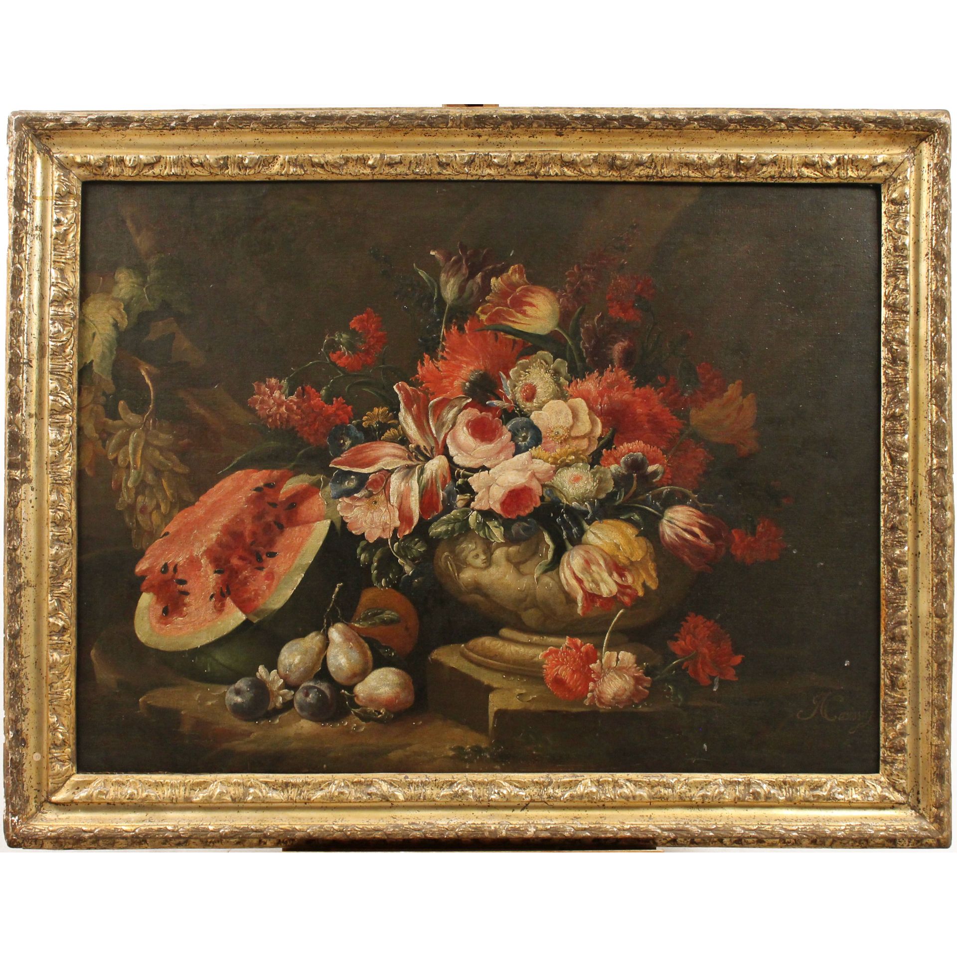Nicola Casissa (1680/1731) "Natura morta di fiori e frutta" - "Still life of flowers and fruit"