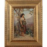 Michele Catti (1855/1914) "Contadina con tamburello" - "Peasant Woman with Tambourine"