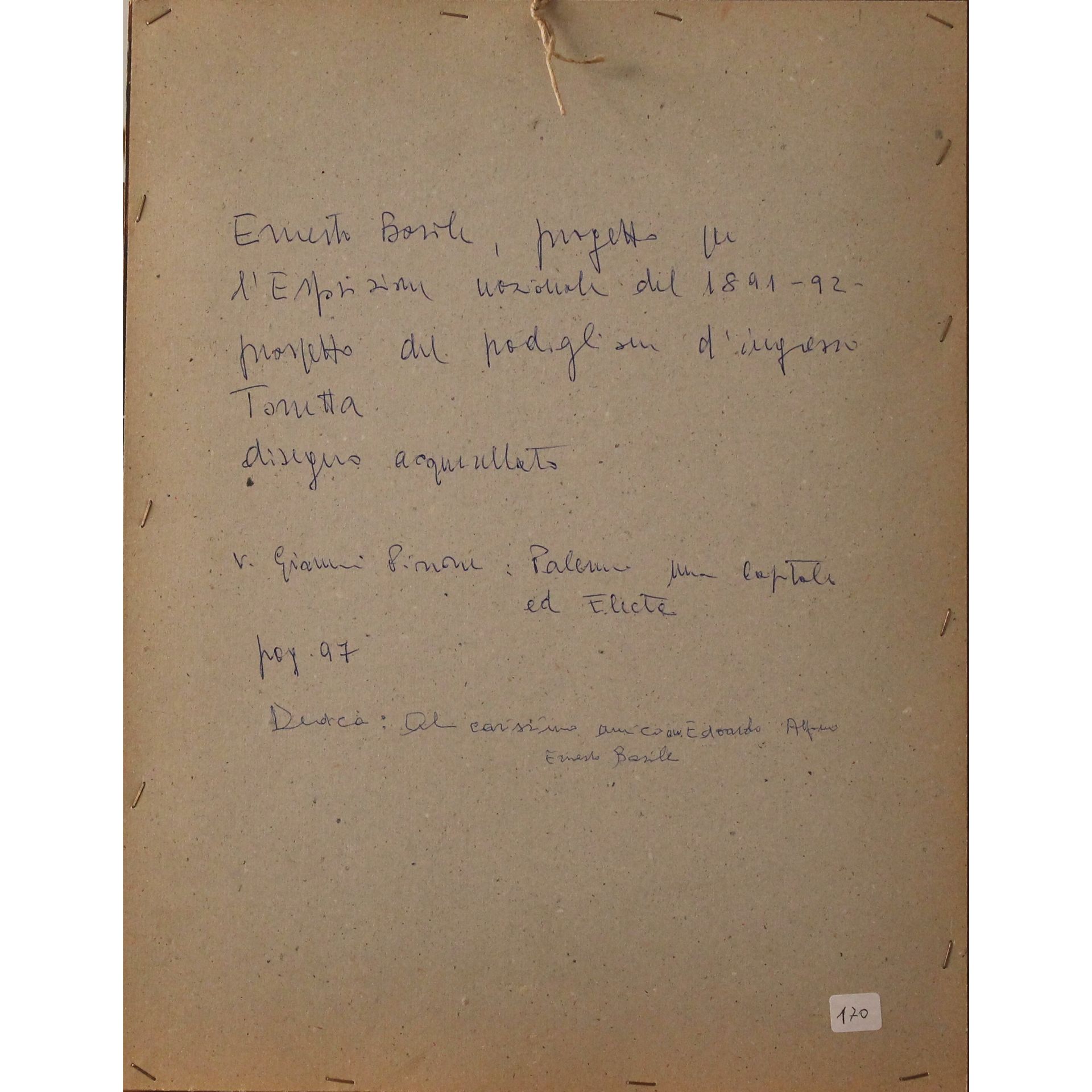 Ernesto Basile (1857/1932) "Progetto del padiglione di ingresso della Esposizione Nazionale di Paler - Bild 2 aus 2