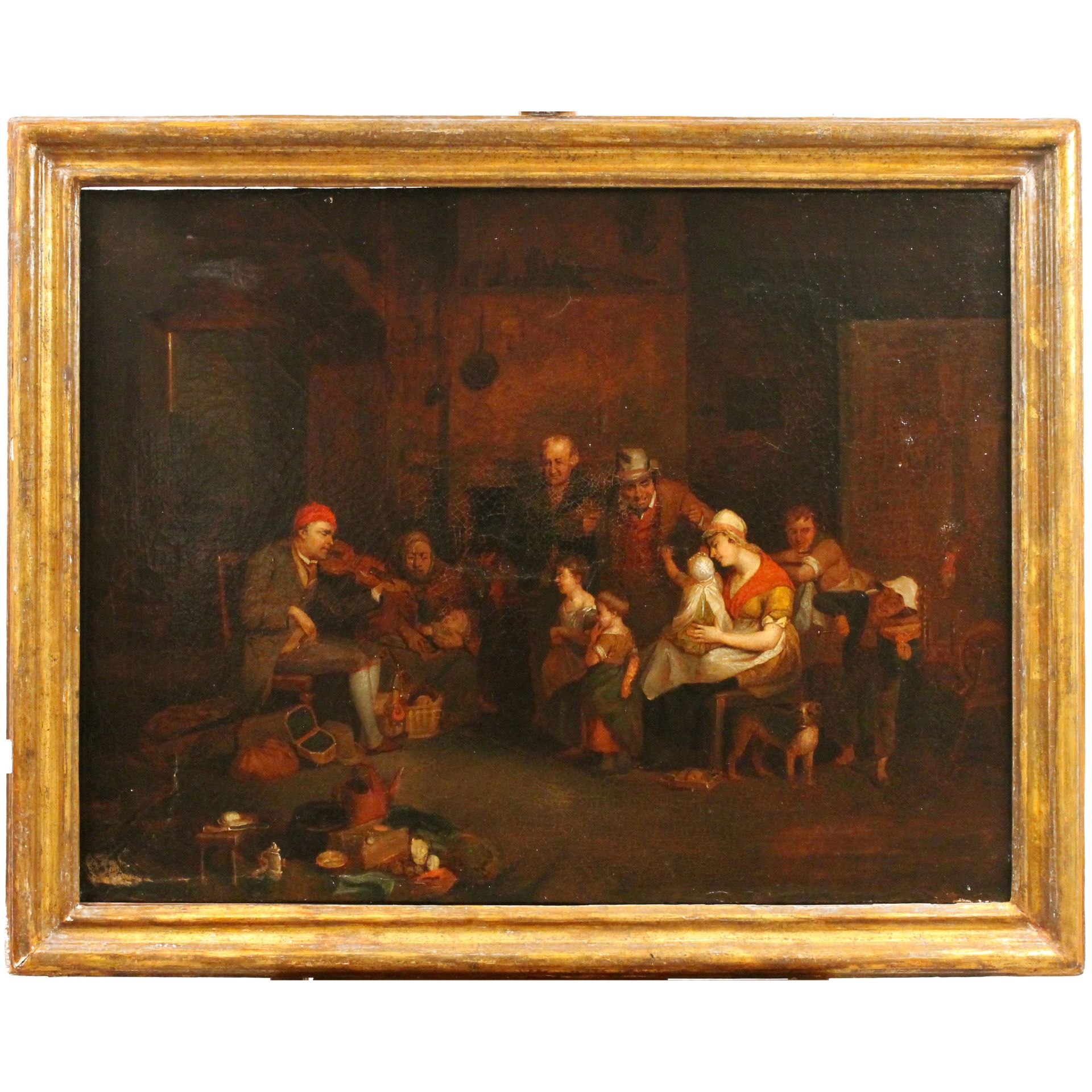 Scuola fiamminga del secolo XVIII "Scena di interno con figure" - 18th century Flemish school "Inter