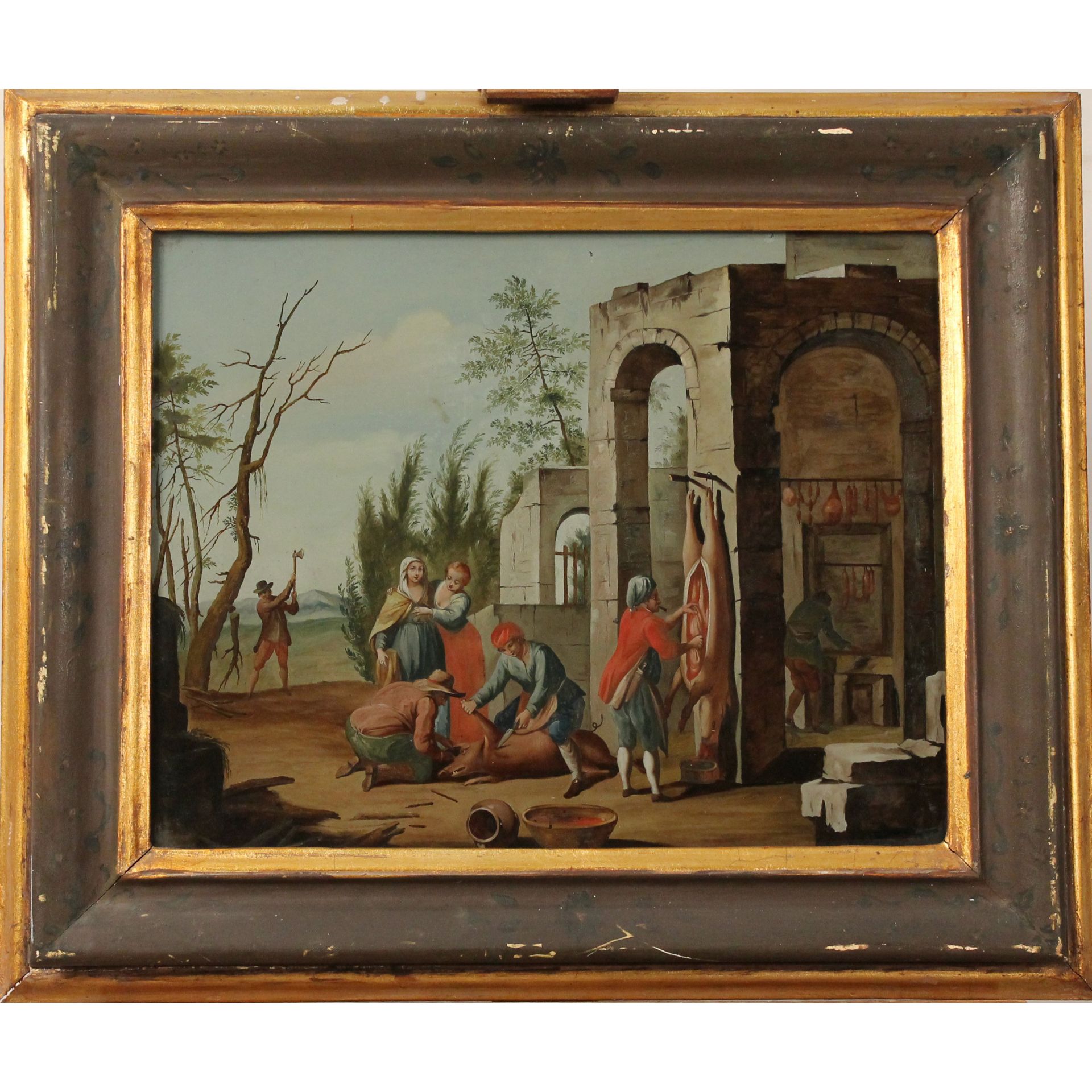 Scuola veneta del secolo XVIII "Scene di genere con architetture" - Venetian school of the 18th cent - Image 2 of 4