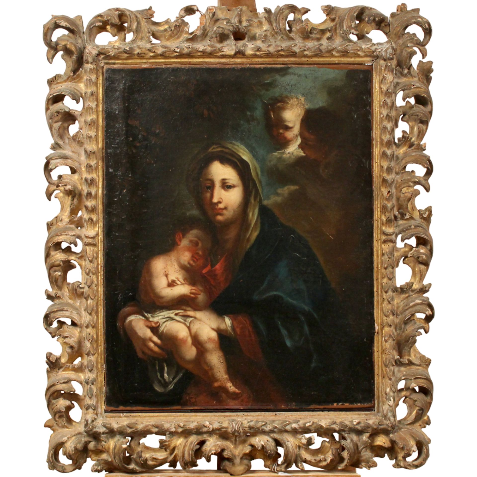Scuola napoletana della fine del secolo XVII "La Madonna con il Bambino" - Neapolitan school of the