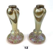 Pair of silver rimmed glass vases