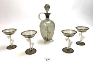 Lauscha glass decanter & glasses sometimes incorrectly described as Bimini
