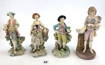 4 antique china figures