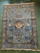 Blue/cream patterned rug