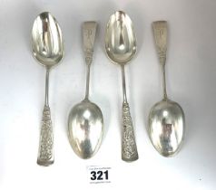 4 silver engraved spoons