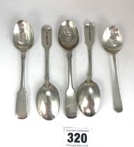 5 silver teaspoons