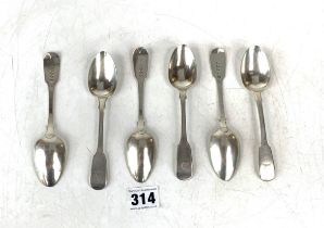 6 silver crested teaspoons