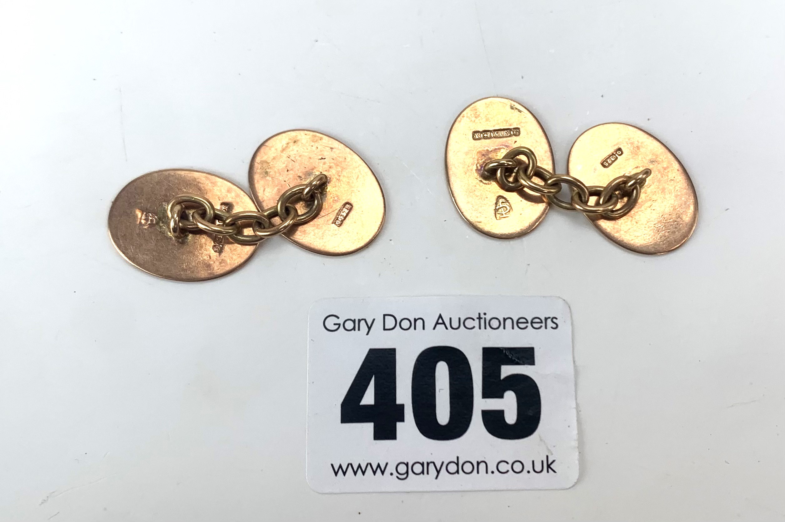 Pair of 9k gold cufflinks - Image 2 of 2