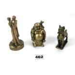 3 small brass figures