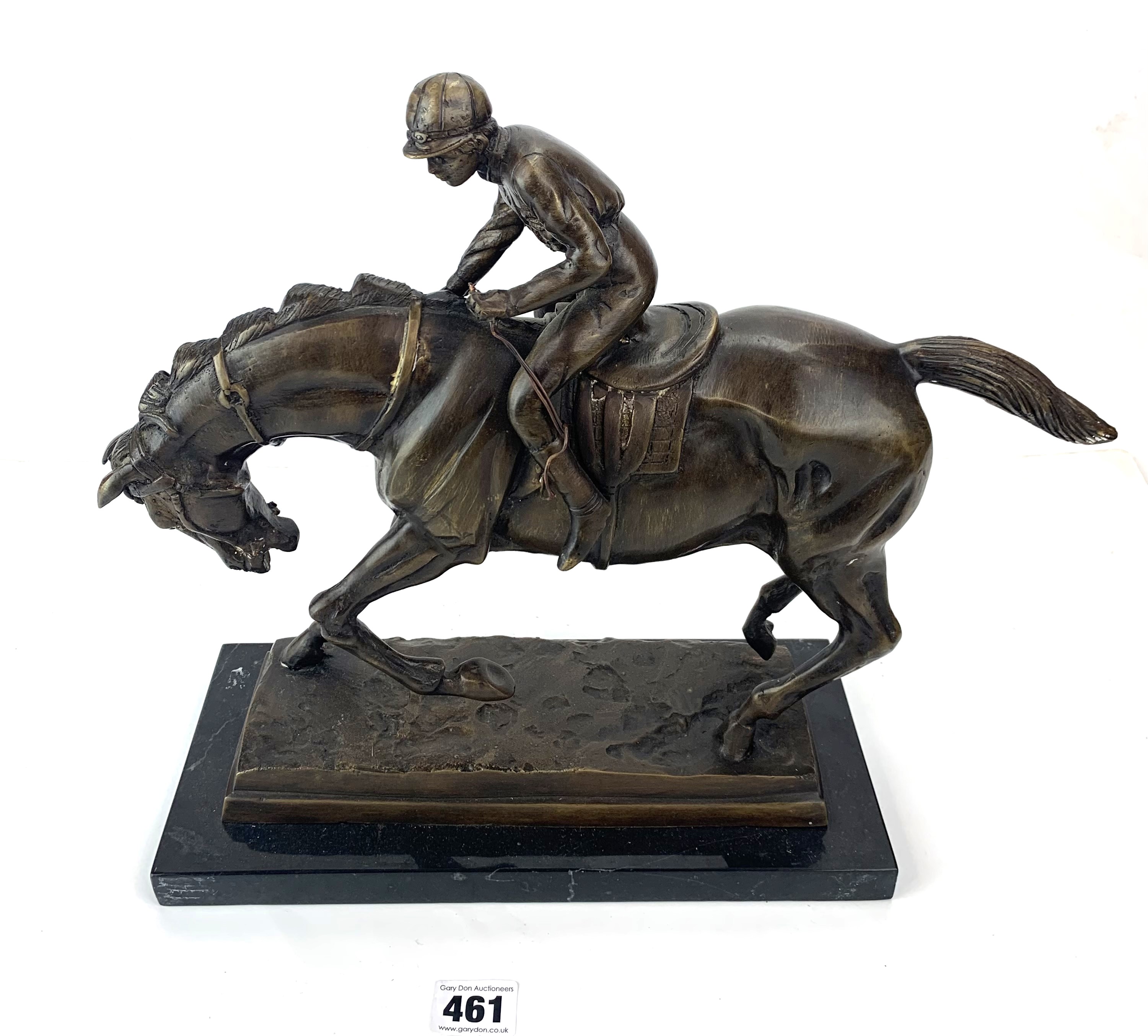 Bronze horse & jockey figure