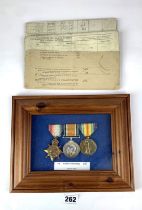 Framed WW1 medals
