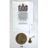 Death plaque, medal & scroll