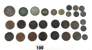 Victoria crown & assorted coins