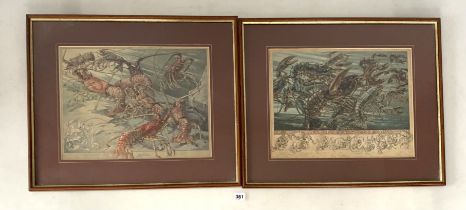 Pair of lithographs of lobsters