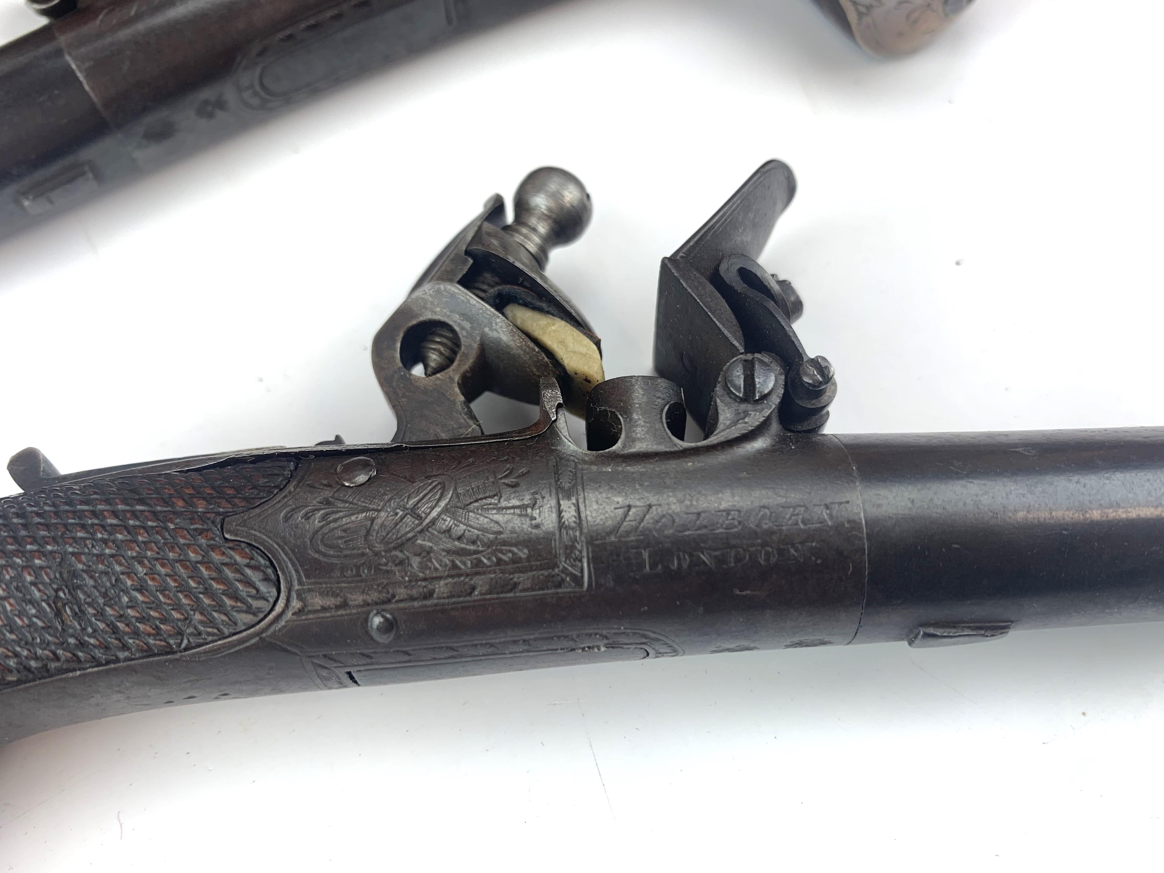 Pair of antique flintlock pocket pistols - Image 5 of 10