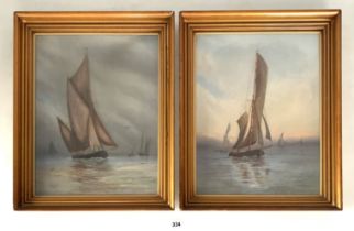Pair of oil paintings of ships