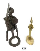 Bronze warrior & oriental figure