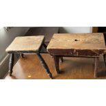 2 wooden stools