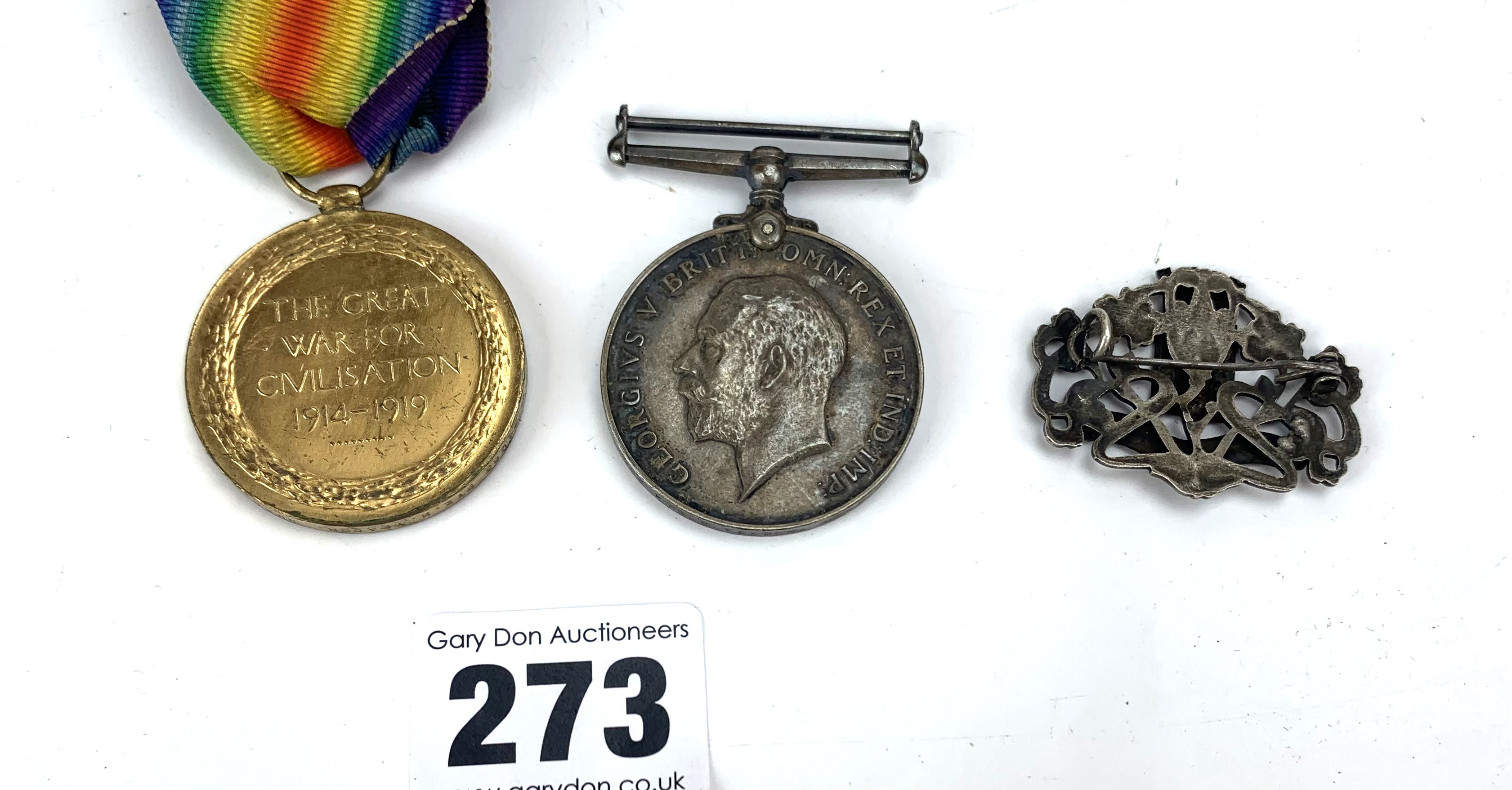 2 WW1 medals and cap badge - Image 3 of 9