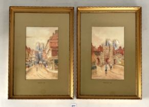 Pair of watercolours of York