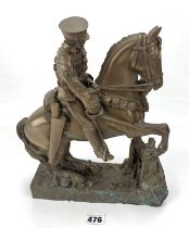 Resin figure of soldier on horseback