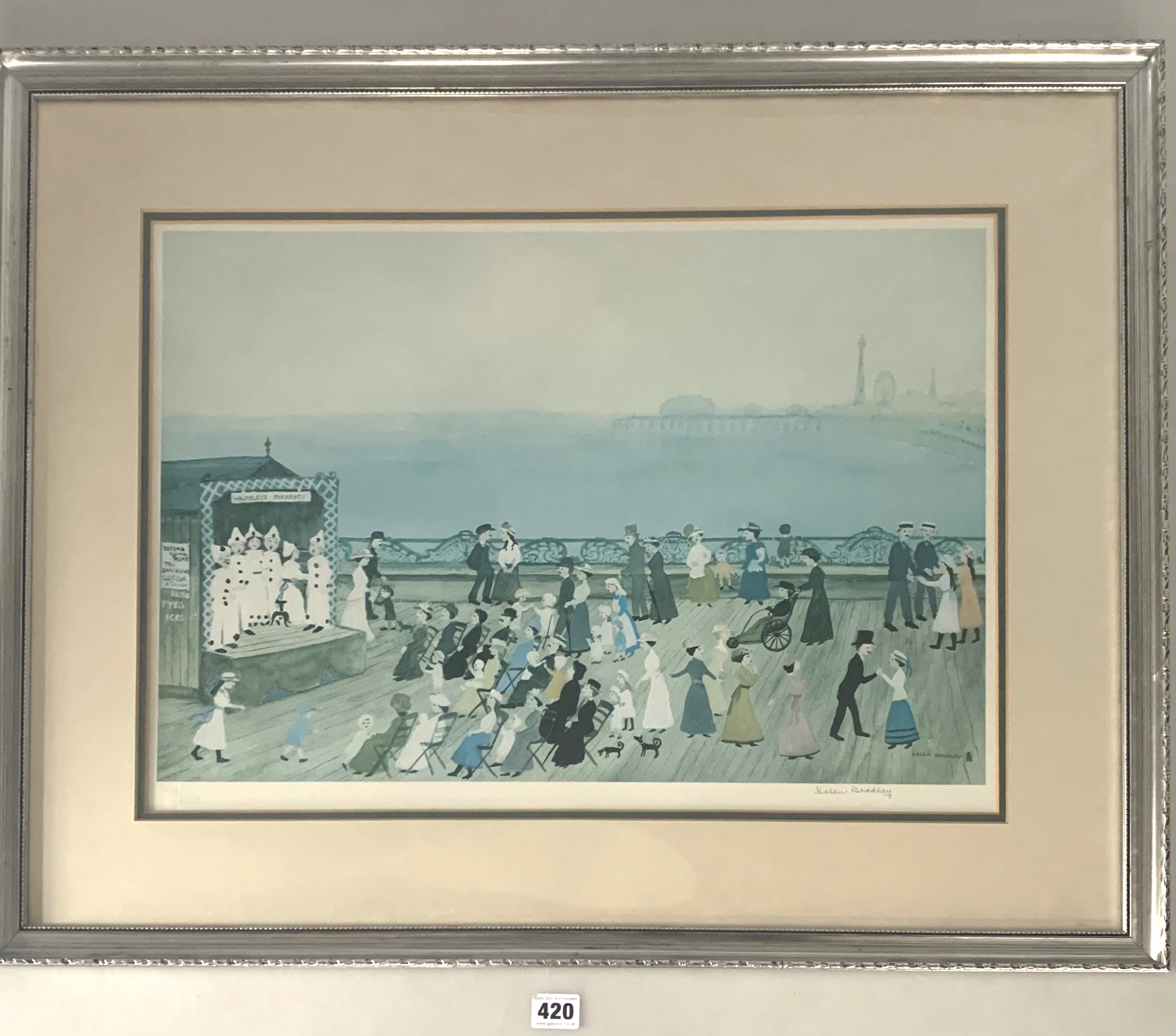 Signed print by Helen Bradley "Fred Walmsleys Pierrots"