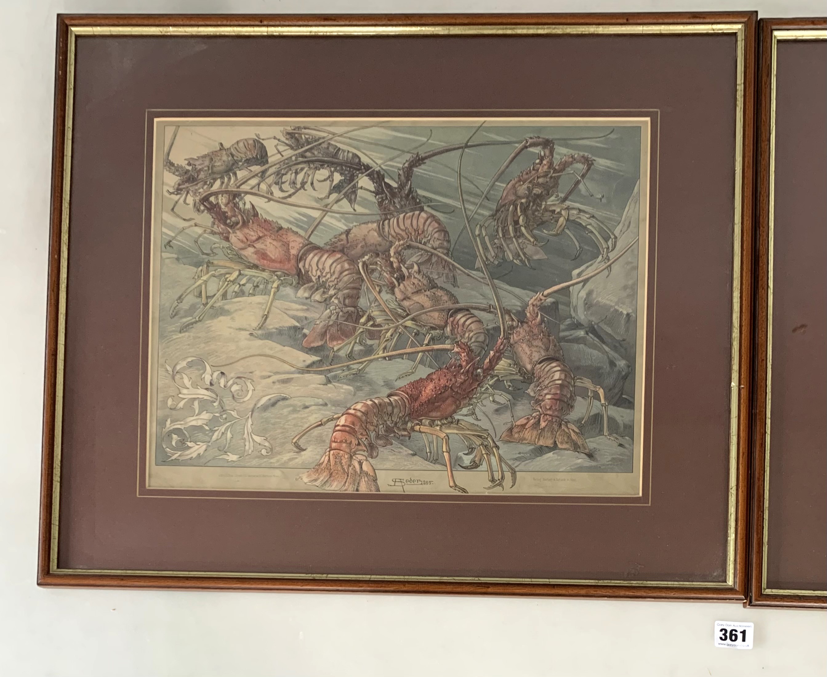 Pair of lithographs of lobsters - Image 2 of 4