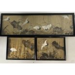 3 Japanese gouache paintings