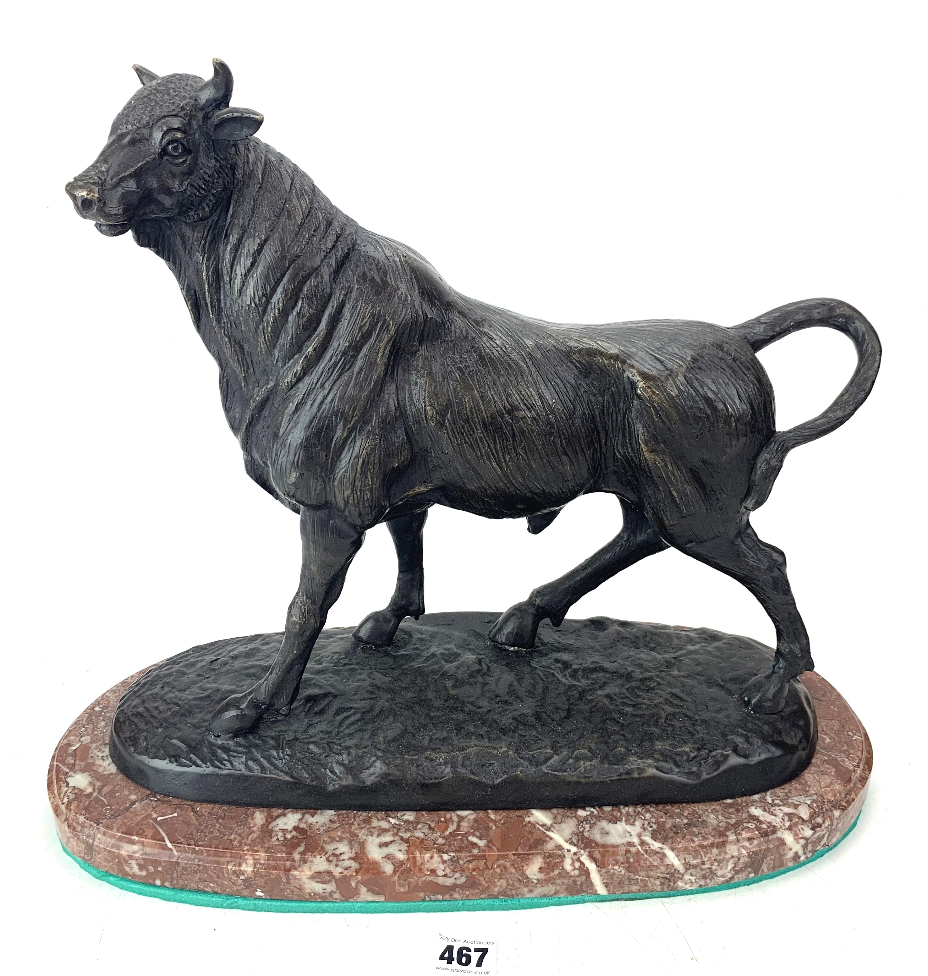 Large bronze bull by A.L. Barye