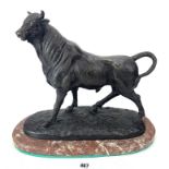 Large bronze bull by A.L. Barye