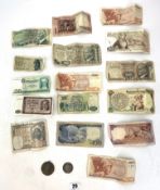 Assorted banknotes & coins