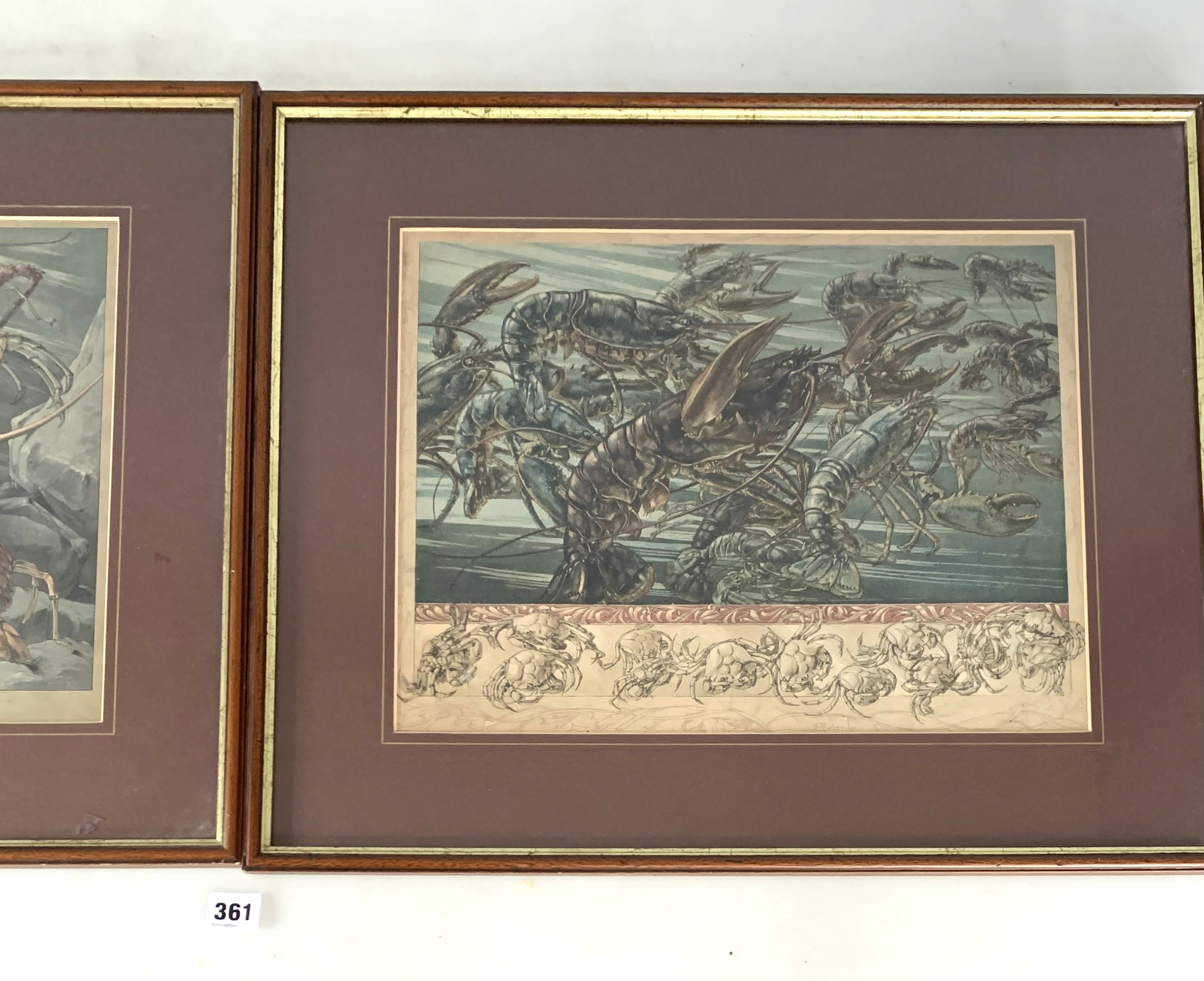 Pair of lithographs of lobsters - Image 3 of 4