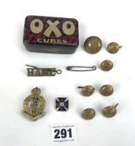 Military buttons and badges
