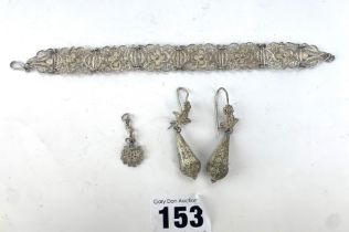 Silver bracelet & earrings