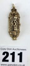 9k gold Hebrew prayer scroll pendant