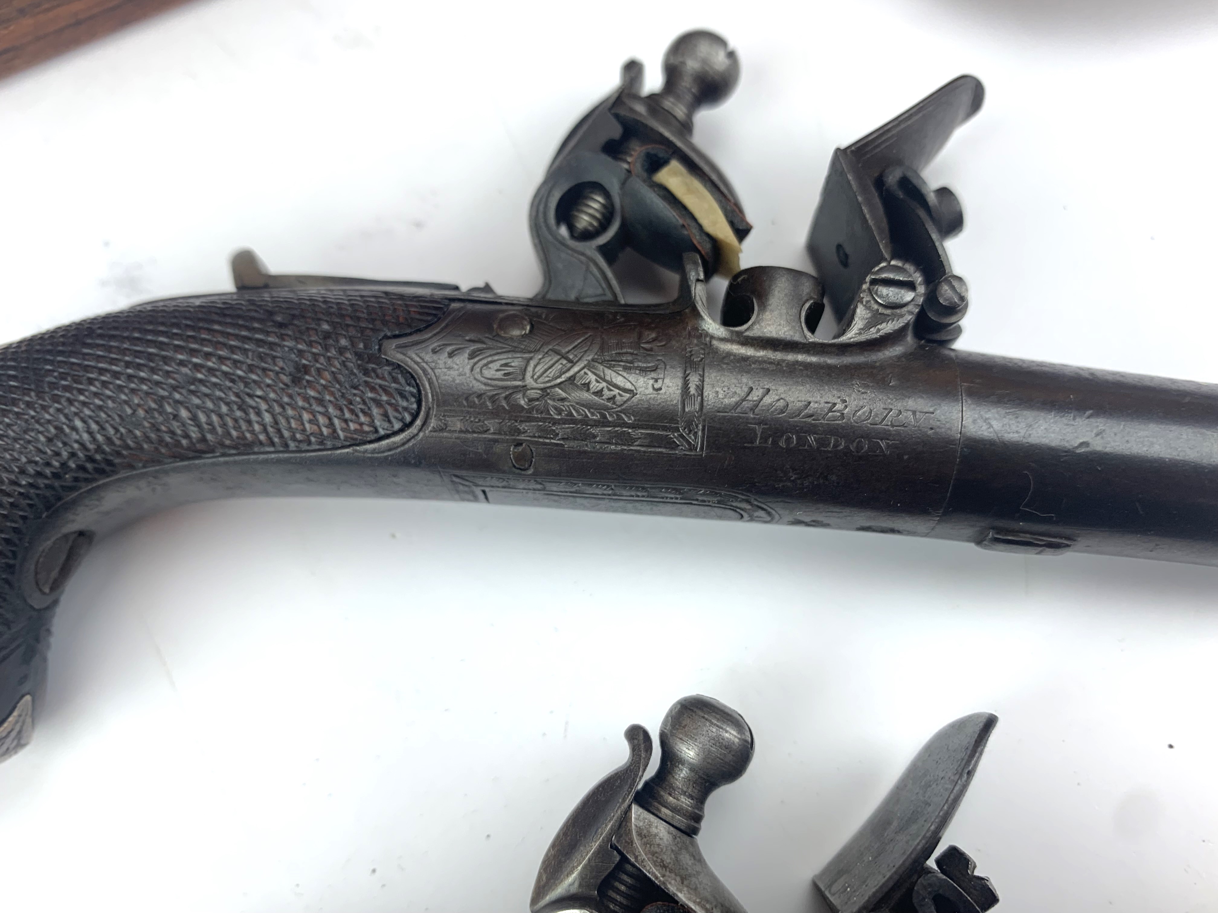 Pair of antique flintlock pocket pistols - Image 6 of 10