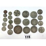 Assorted half silver UK coins