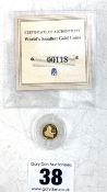 World's Smallest Gold Coin