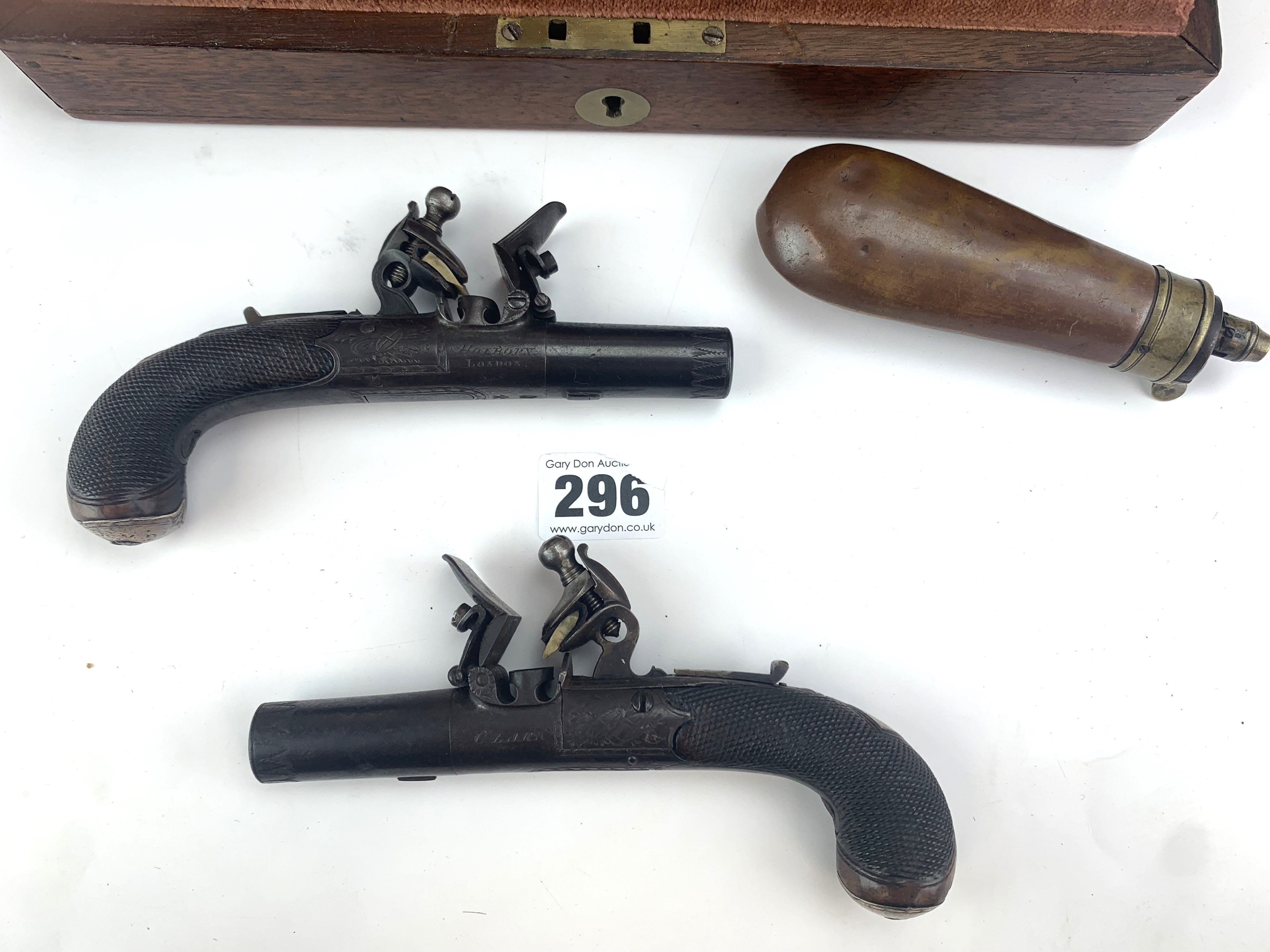 Pair of antique flintlock pocket pistols - Image 3 of 10