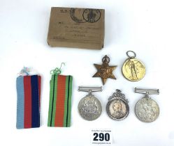 4 war medals & Victorian half crown