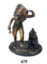 Painted spelter Native American lighter