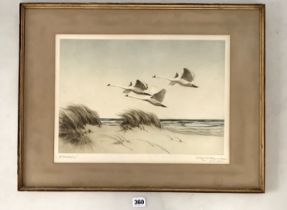 Signed print of flying geese by Olgowski