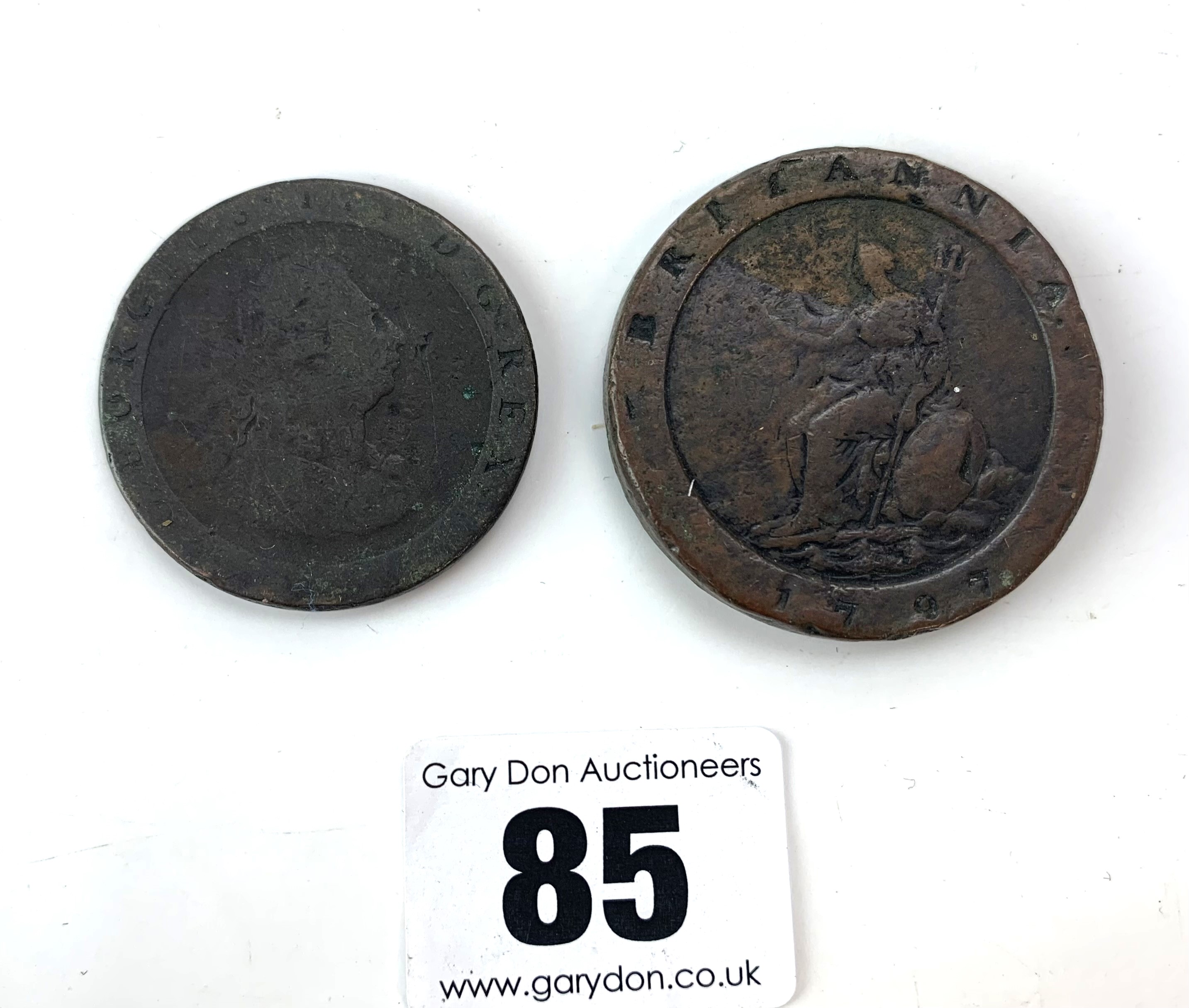 George III cartwheel twopence & penny