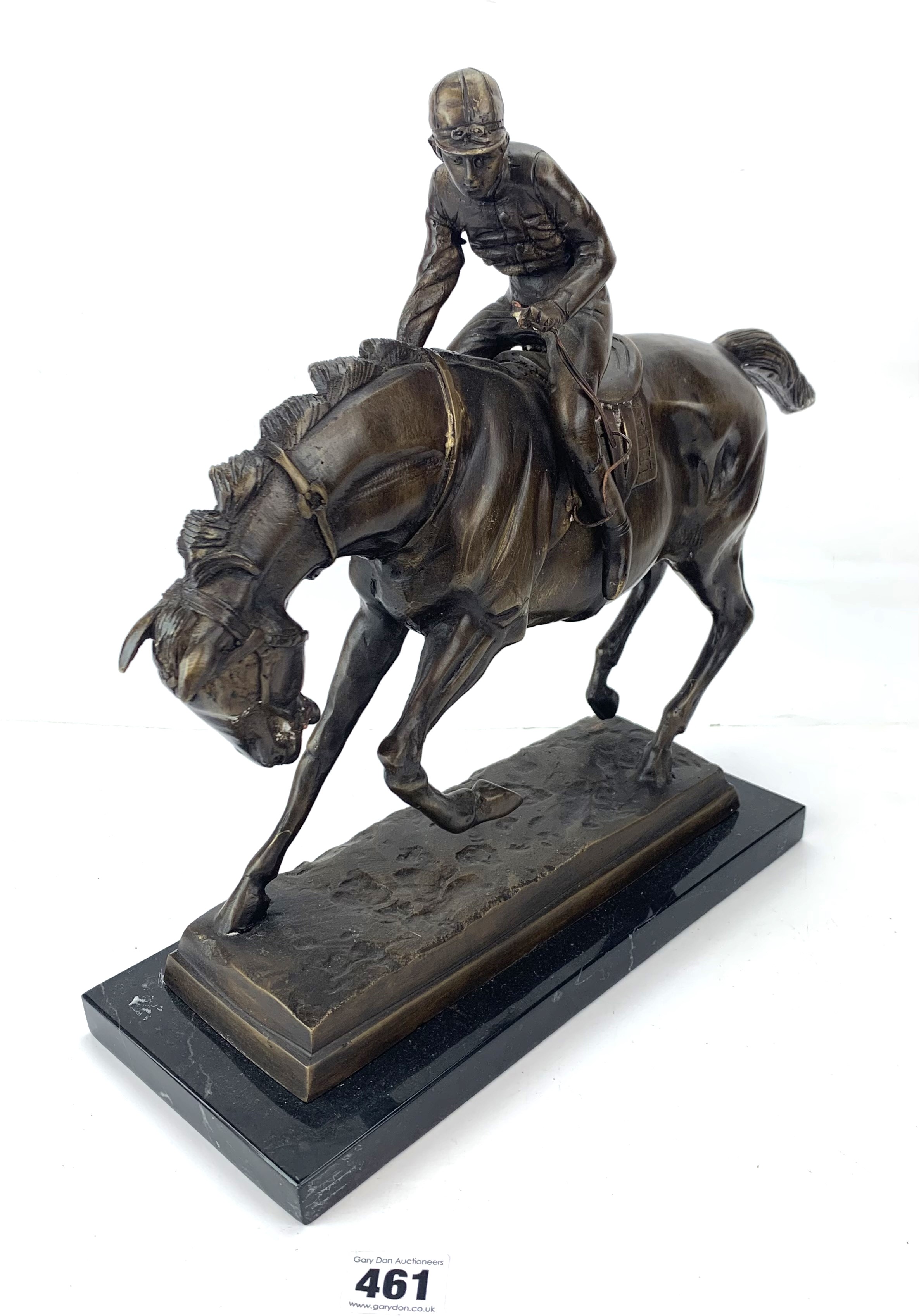 Bronze horse & jockey figure - Image 2 of 7