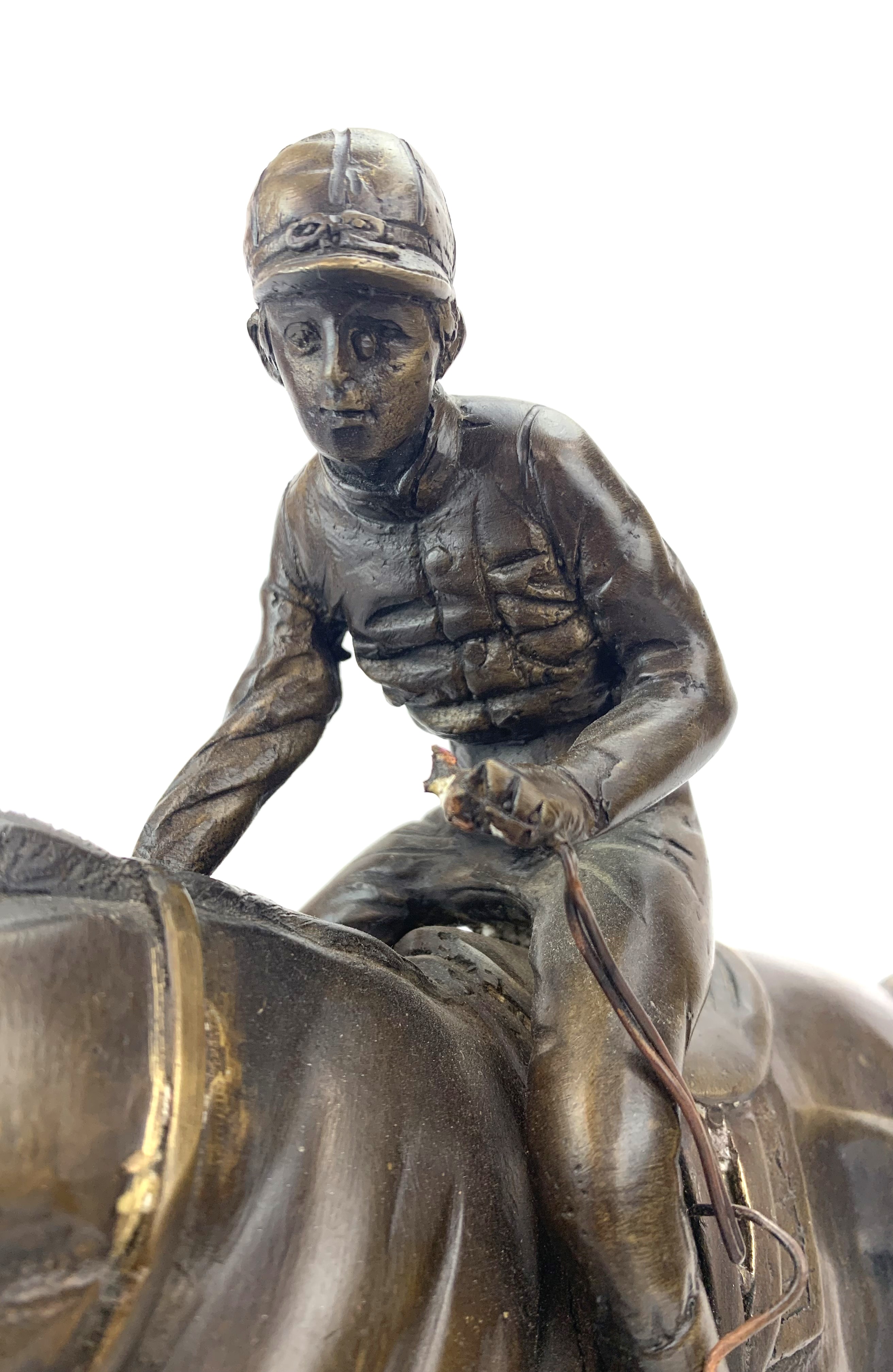 Bronze horse & jockey figure - Image 3 of 7