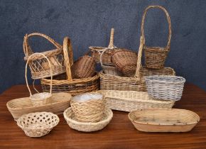 Group lot of assorted wicker baskets