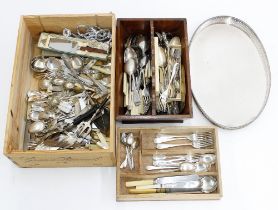 Assorted silver plated and stainless steel flatware various